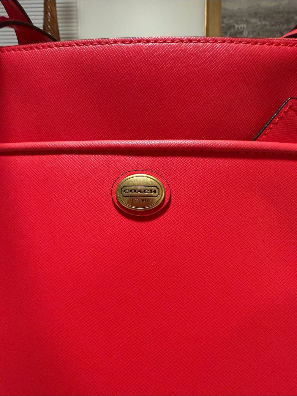 Coach 23569 Red Leather Multi Compartment Tote Shoulder Bag
